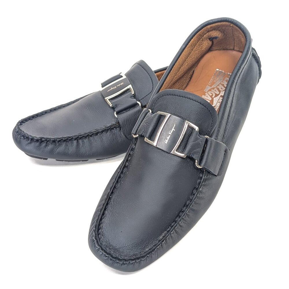 FERRAGAMO Leather Slip On Loafer Driver Shoes - Like New Sz 38 / US 7.5 - 8